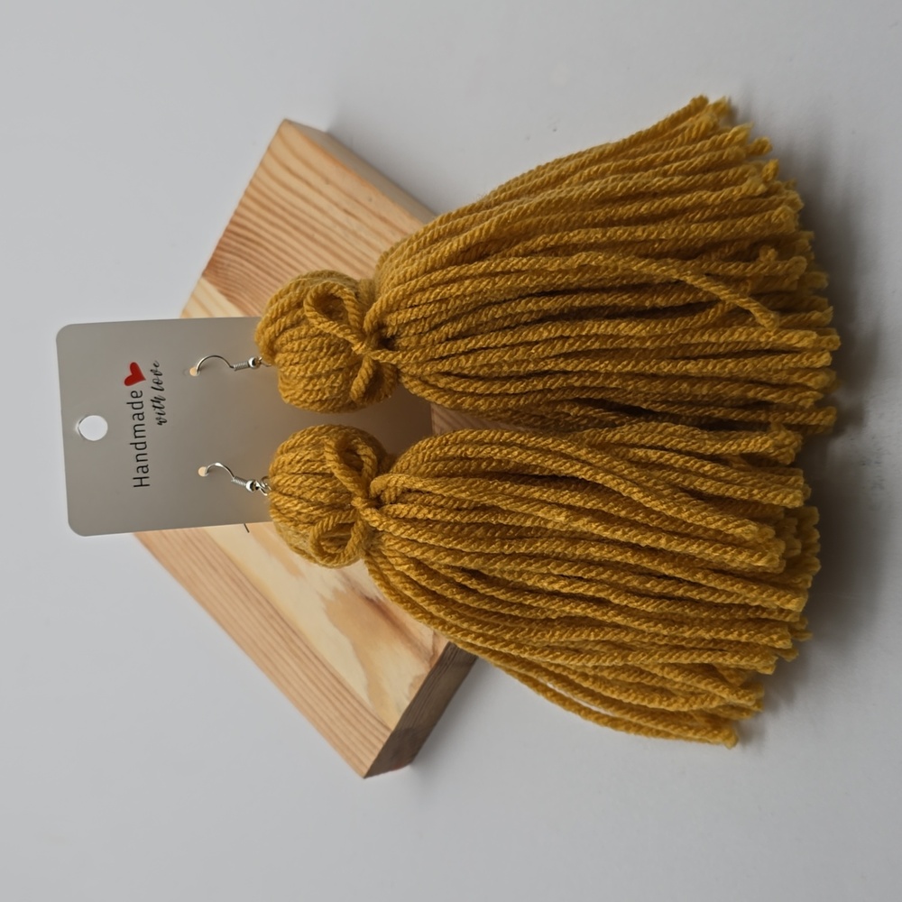 Gold Yarn Tassel Earrings